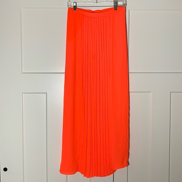 {Skies Are Blue} Neon Orange Maxi Skirt - Picture 1 of 4